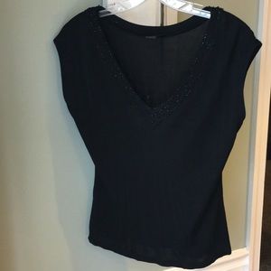 EUC Express Size M Black Beaded Top